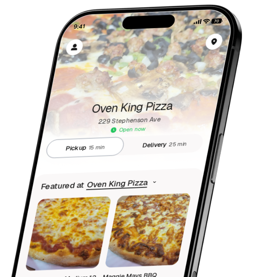 Oven King Pizza app preview